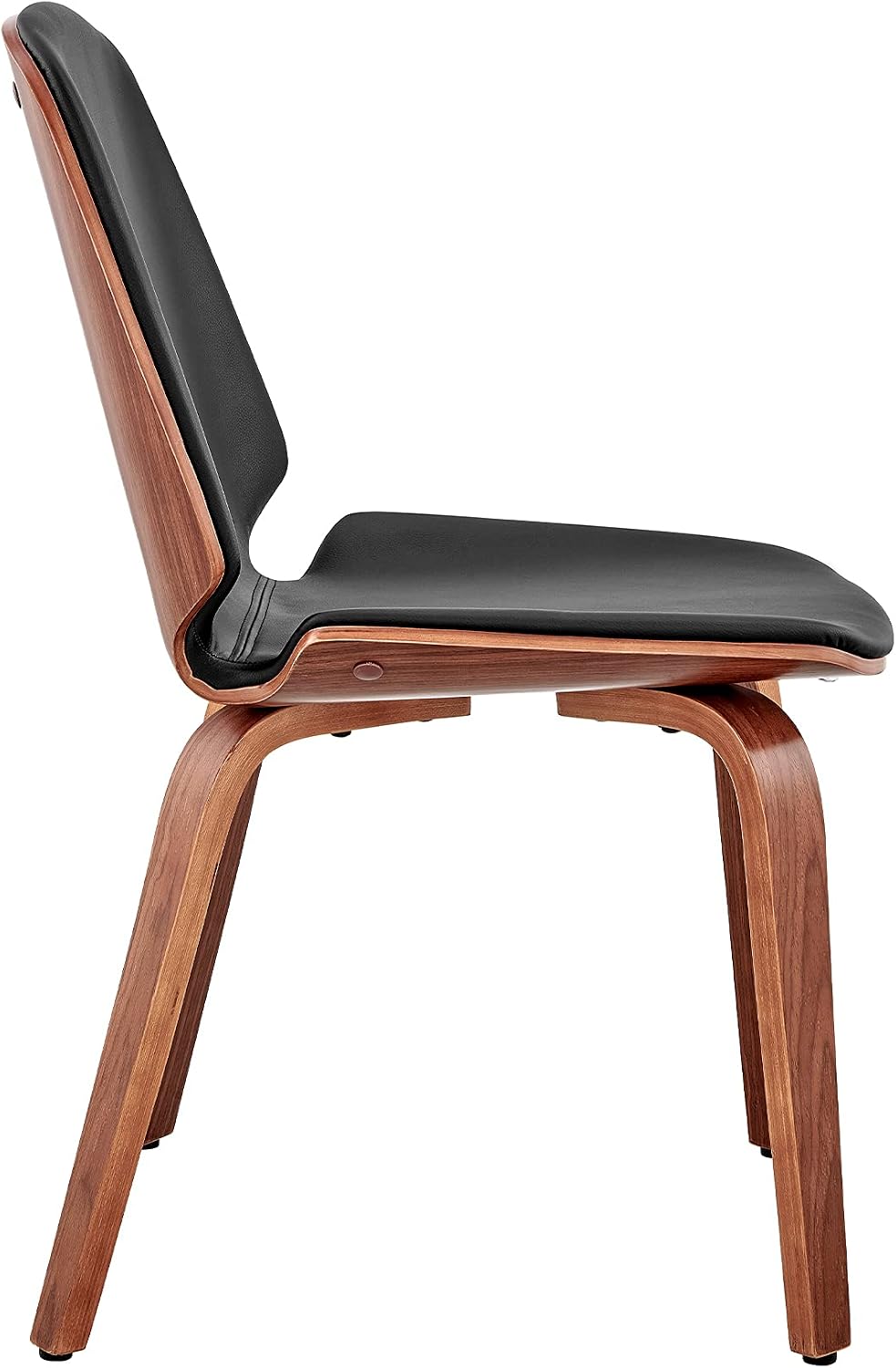 Armen Living Brinley Faux Leather Wood Dining Room Accent Chair, Black/Walnut 19 x 33 x 22