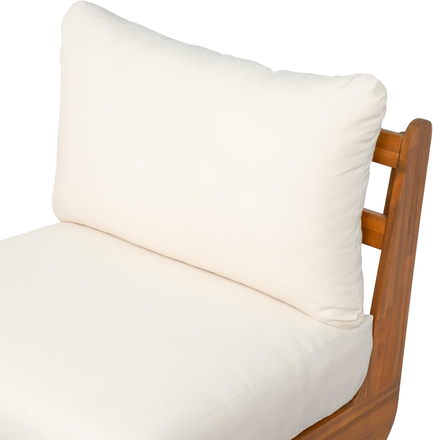 Christopher Knight Home Poppy Outdoor Club Chair with Water Resistant, Acacia Wood Lounge Chair Outdoor, Patio Low Profile Accent Chair, Comfy Reading Chair for Garden Backyard, Teak + Beige
