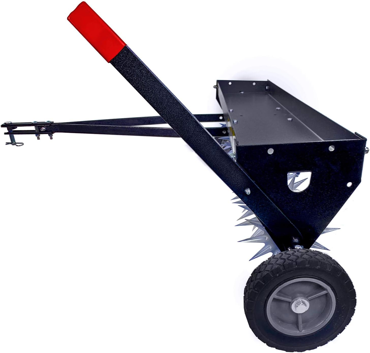 Brinly SAT2-40BH-P Tow Behind Spike Aerator with Transport Wheels, 40' - Hammered Black