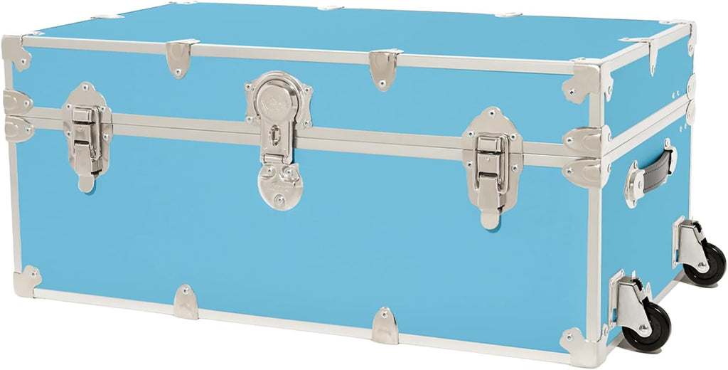 Rhino Trunk & Case Classic Camp & College Trunk with Wheels. 30'x17'x13', 1500+ lbs Capacity - Many Colors, Soft-Close Lid. Strong, USA Made Summer Camp Footlocker and Secure Dorm Storage Chest