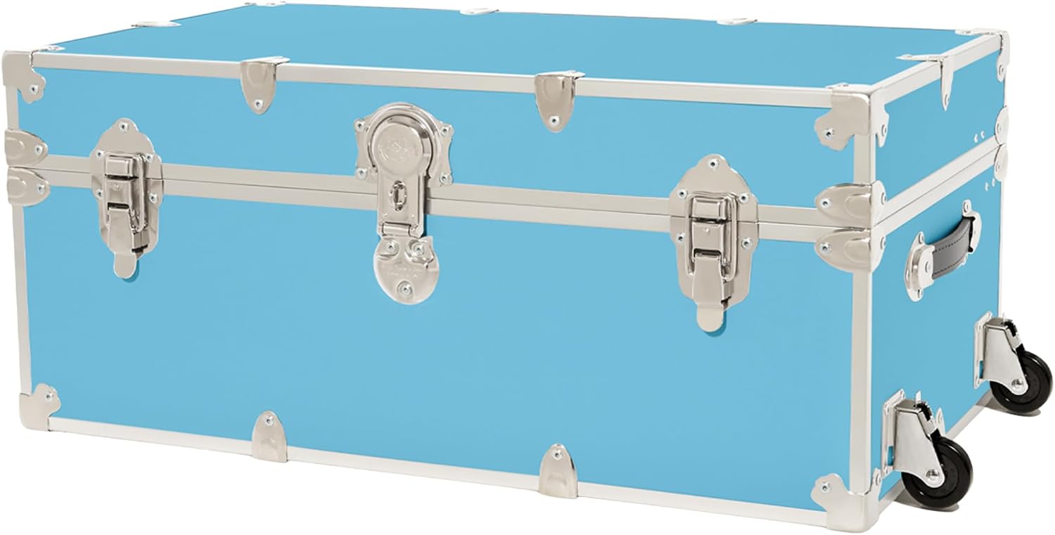 Rhino Trunk & Case Classic Camp & College Trunk with Wheels. 30'x17'x13', 1500+ lbs Capacity - Many Colors, Soft-Close Lid. Strong, USA Made Summer Camp Footlocker and Secure Dorm Storage Chest