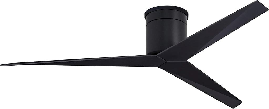Matthews EKH-BK-BK Eliza Damp Rated 56' Flush Mount Ceiling Fan with Remote & Wall Control, DC Motor, Matte Black