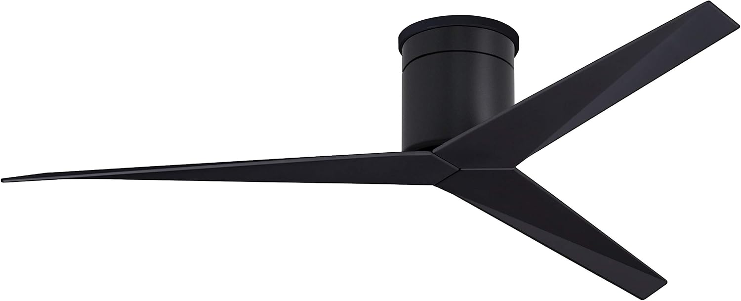 Matthews EKH-BK-BK Eliza Damp Rated 56' Flush Mount Ceiling Fan with Remote & Wall Control, DC Motor, Matte Black