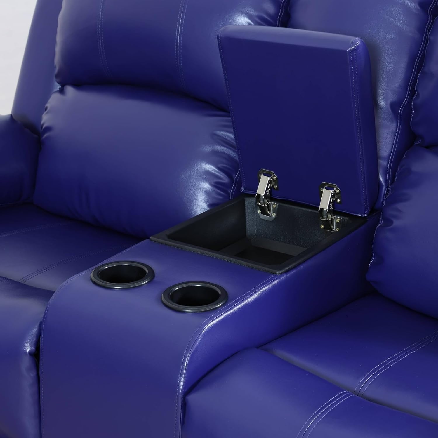 2-Piece Manual Leather Recliner Sofa Set, Adjustable Backrest Reclining Loveseat Sofa and a 3 Seater Couch Furniture Set for Home Theater, Dark Blue