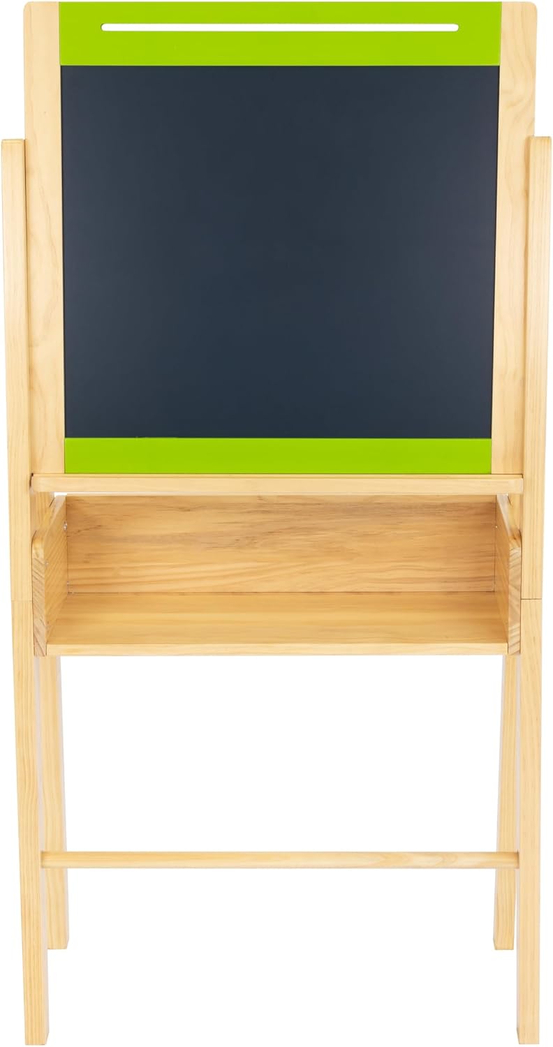 Humble Crew Kids Art Easel with Storage, Double-Sided Easel Set with Chalkboard & Whiteboard, 12-Bin Organizer & Art Supplies, All-in-One Kids Artwork Station for Playroom