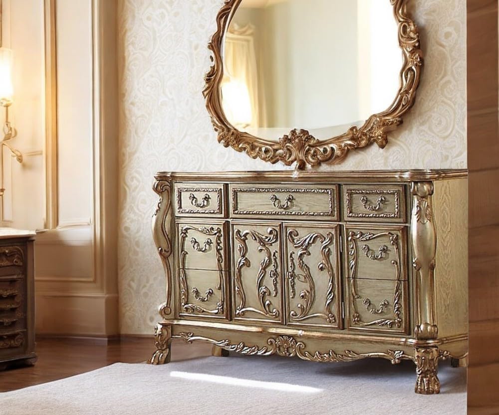 ACME Dresden Dresser/Server - - Gold Patina & Bone