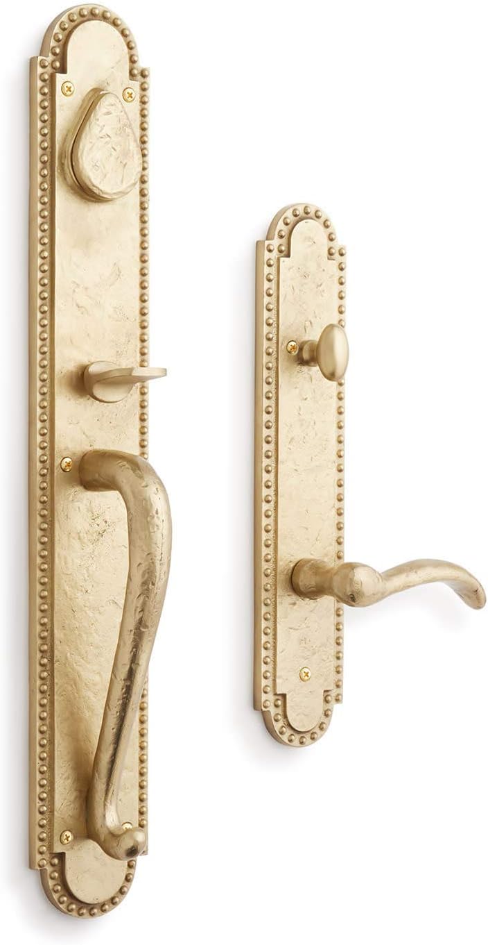 Signature Hardware 441380 Marconi Left Handed Solid Brass Full Plate Keyed Entry Single Cylinder Door Handleset with Interior Lever and 2-3/4' Backset
