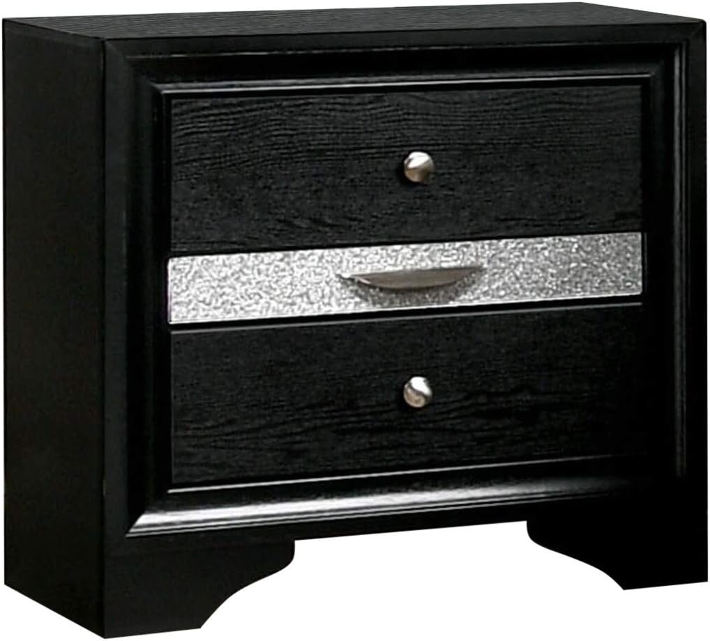 HOMES: Inside + Out Dierks Modern Wood 2-Piece Nightstand and 9-Drawer Dresser Set with Jewelry Storage for Bedroom, Black