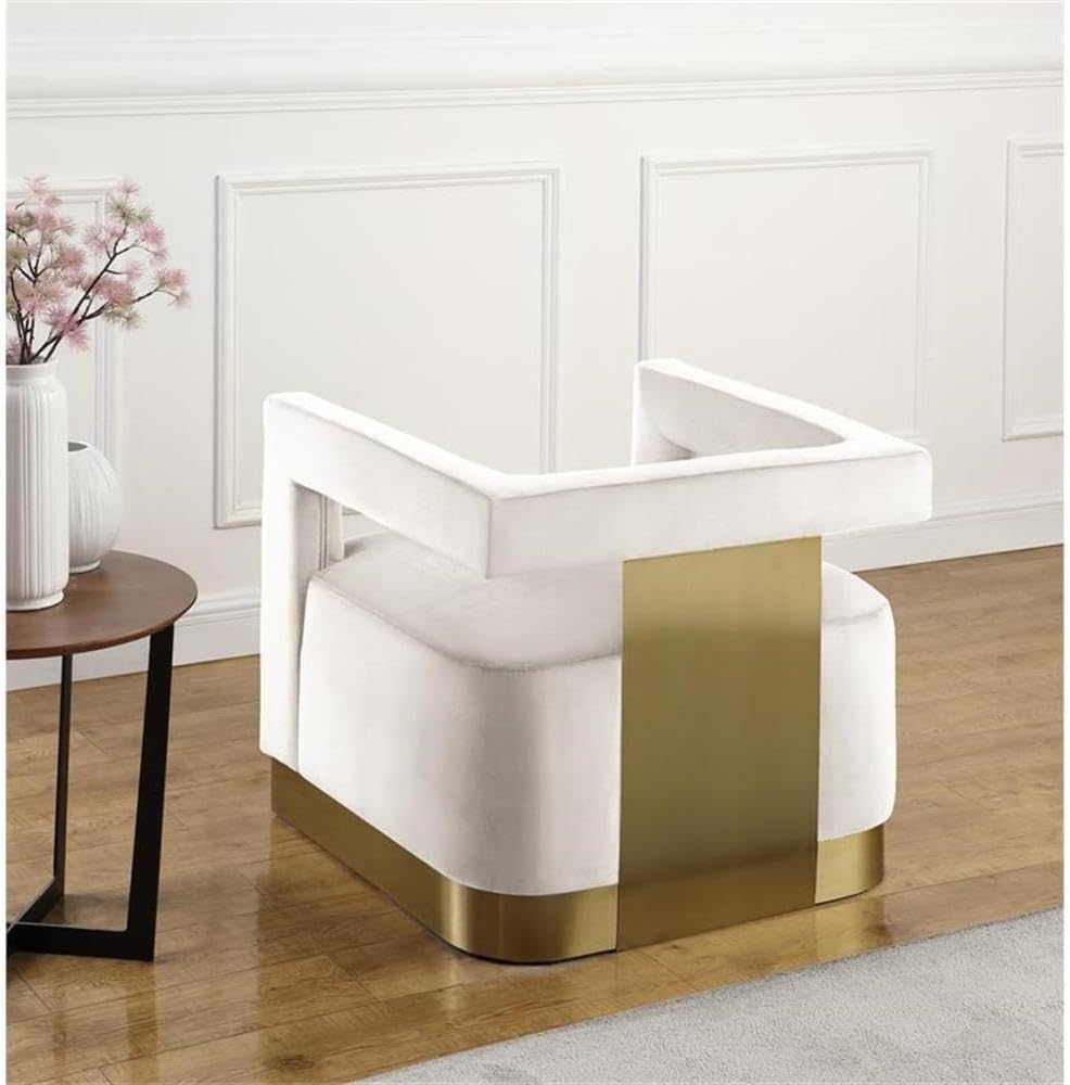 Meridian Furniture Armani 18.5' H Velvet Accent Chair in Cream and Gold