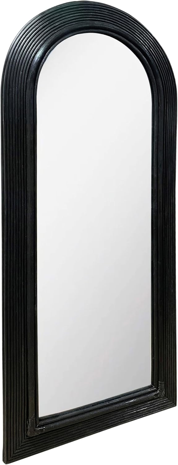 Tov Furniture Tanya Black Rattan 70' Floor Mirror