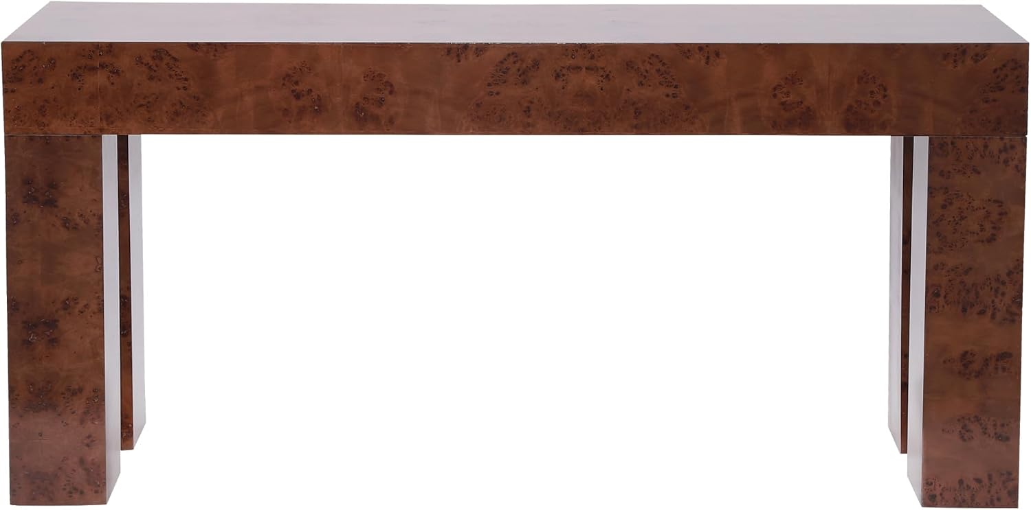 Christopher Knight Home Burla Modern Console Table, Wooden Entryway Table with Block Leg Design, Behind The Couch Long Sofa Table for Living Room, Brown