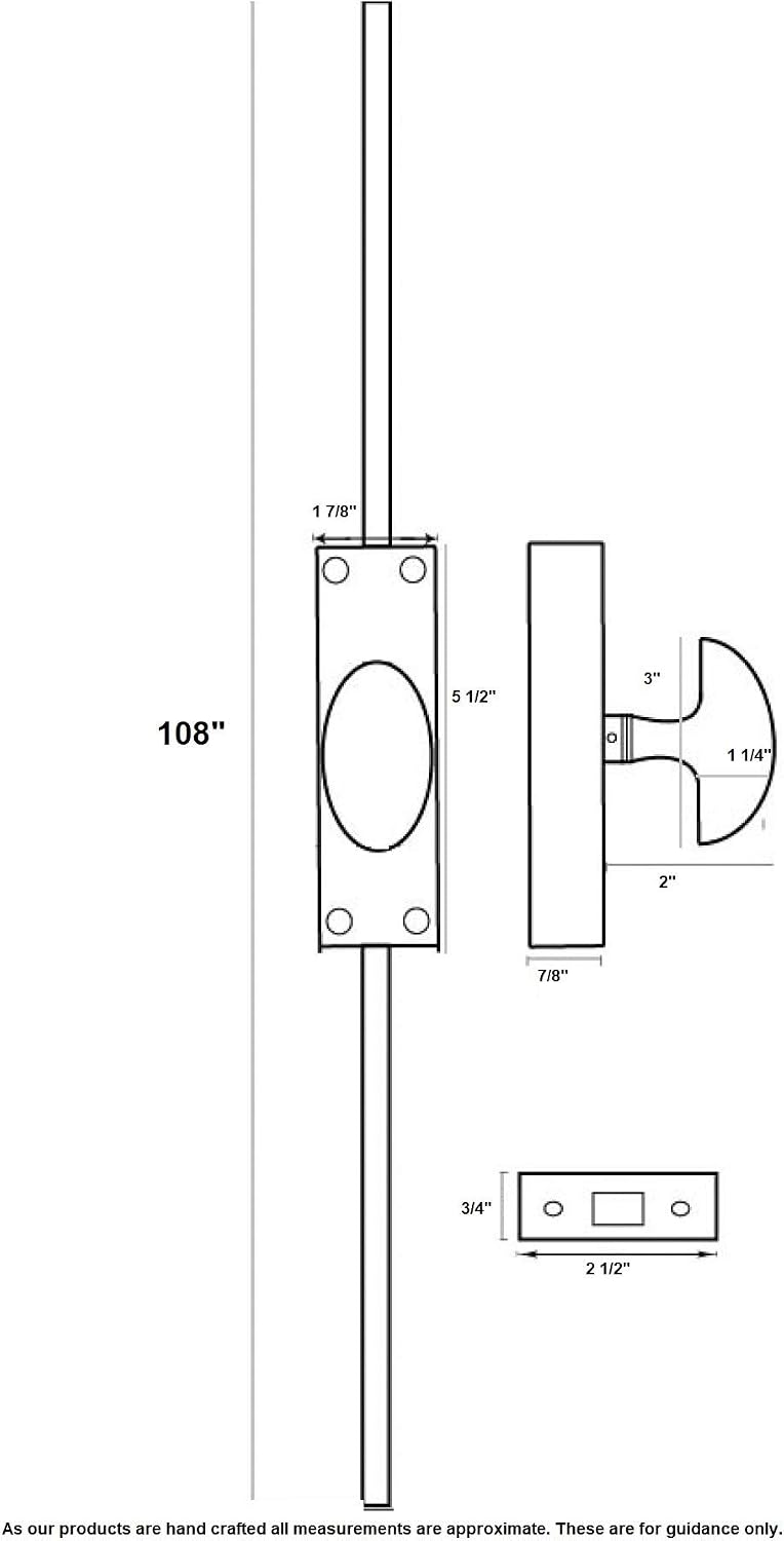 A29 Hardware 9 Feet Iron Cremone Bolt for Doors, Black Powder Coat Finish