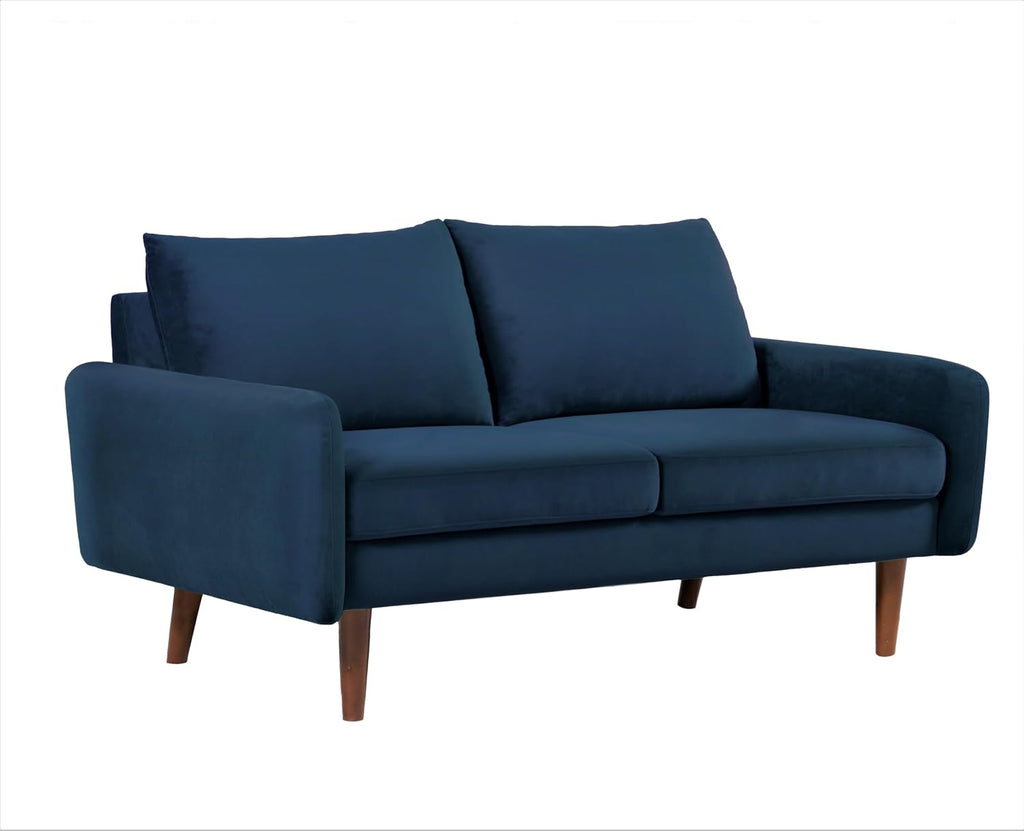 Container Furniture Direct Kent Velvet Loveseat Sofa for Modern Living Rooms and Compact Spaces, Comfy 2 Seater Couch Studio Apartment Furniture with Sleek Design, Dark Blue