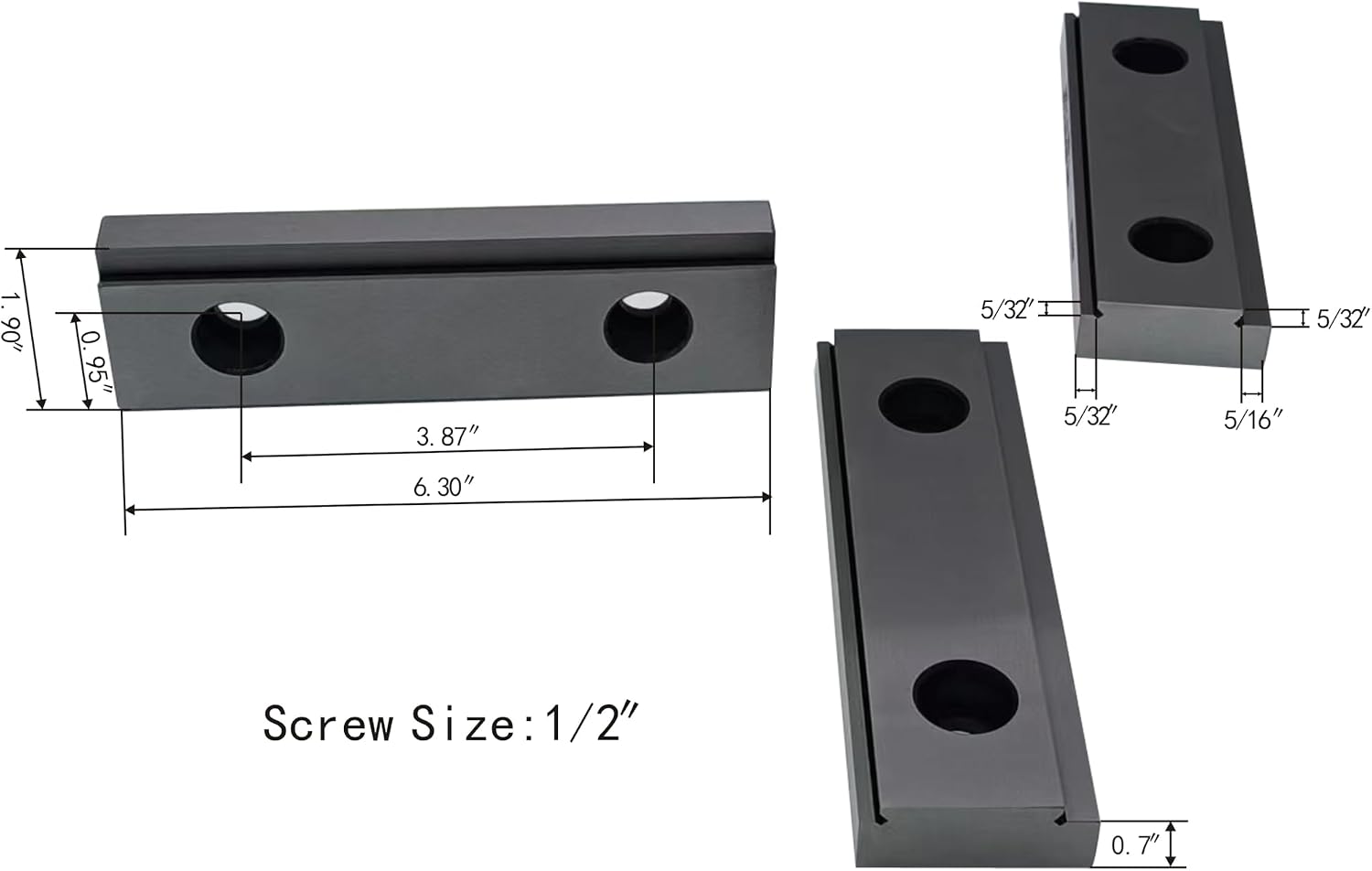 Two Type 6' Milling Vise Jaws Fitting KURT/GMT or Simila Type Milling Vise (4 PC)