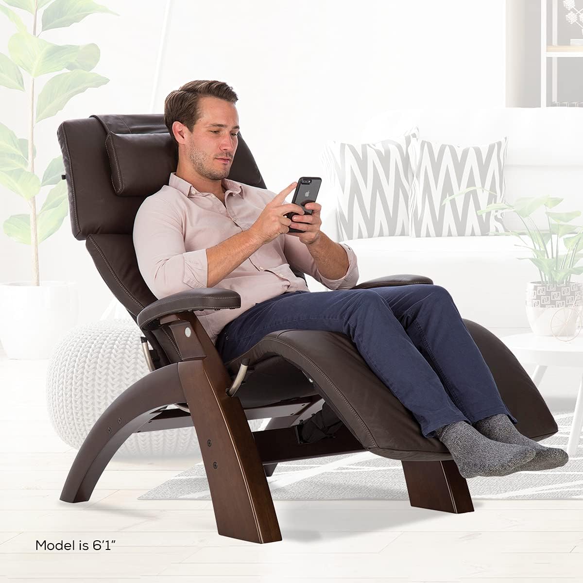 Human Touch Perfect Chair PC-350 Power Recliner – Zero Gravity Electric Chair for Adults, Breathable Top Grain Leather, Lumbar Support, Living Room & Home Office, Dark Walnut Espresso, 3-Year Warranty