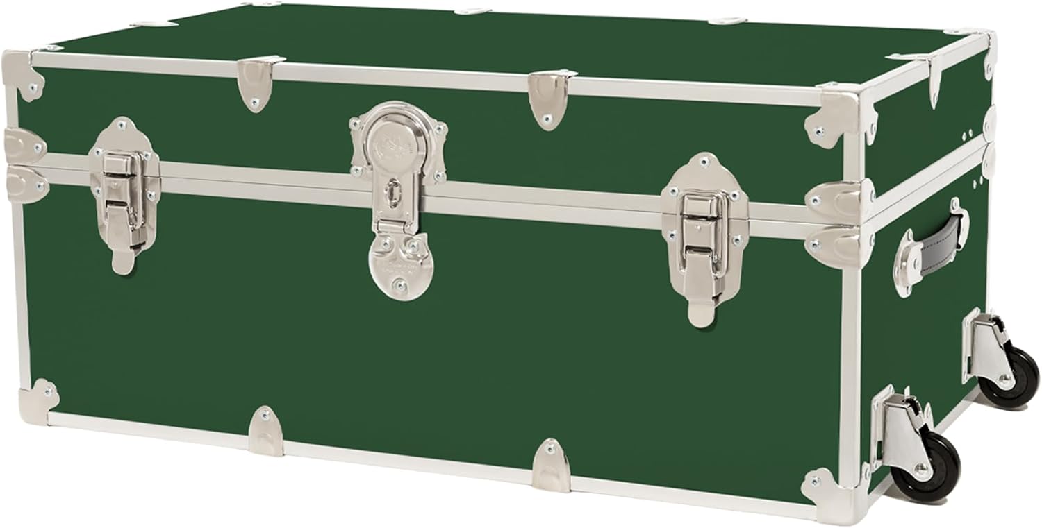 Rhino Trunk & Case Classic Camp & College Trunk with Wheels. 30'x17'x13', 1500+ lbs Capacity - Many Colors, Soft-Close Lid. Strong, USA Made Summer Camp Footlocker and Secure Dorm Storage Chest