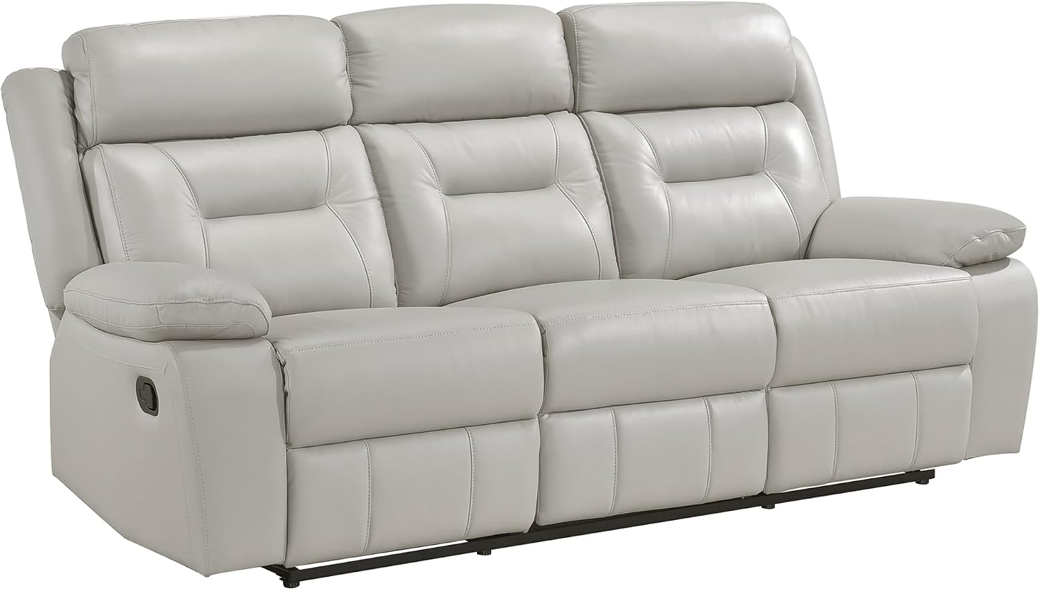 Lexicon Reclining Sofa for Living Room, Double Recliner RV Couch, Manual Wall Hugger Recliner, Home Theater Seating Leather Match Reclining Sofa with Pillow Top Armrests, 87''W Couch, Silver