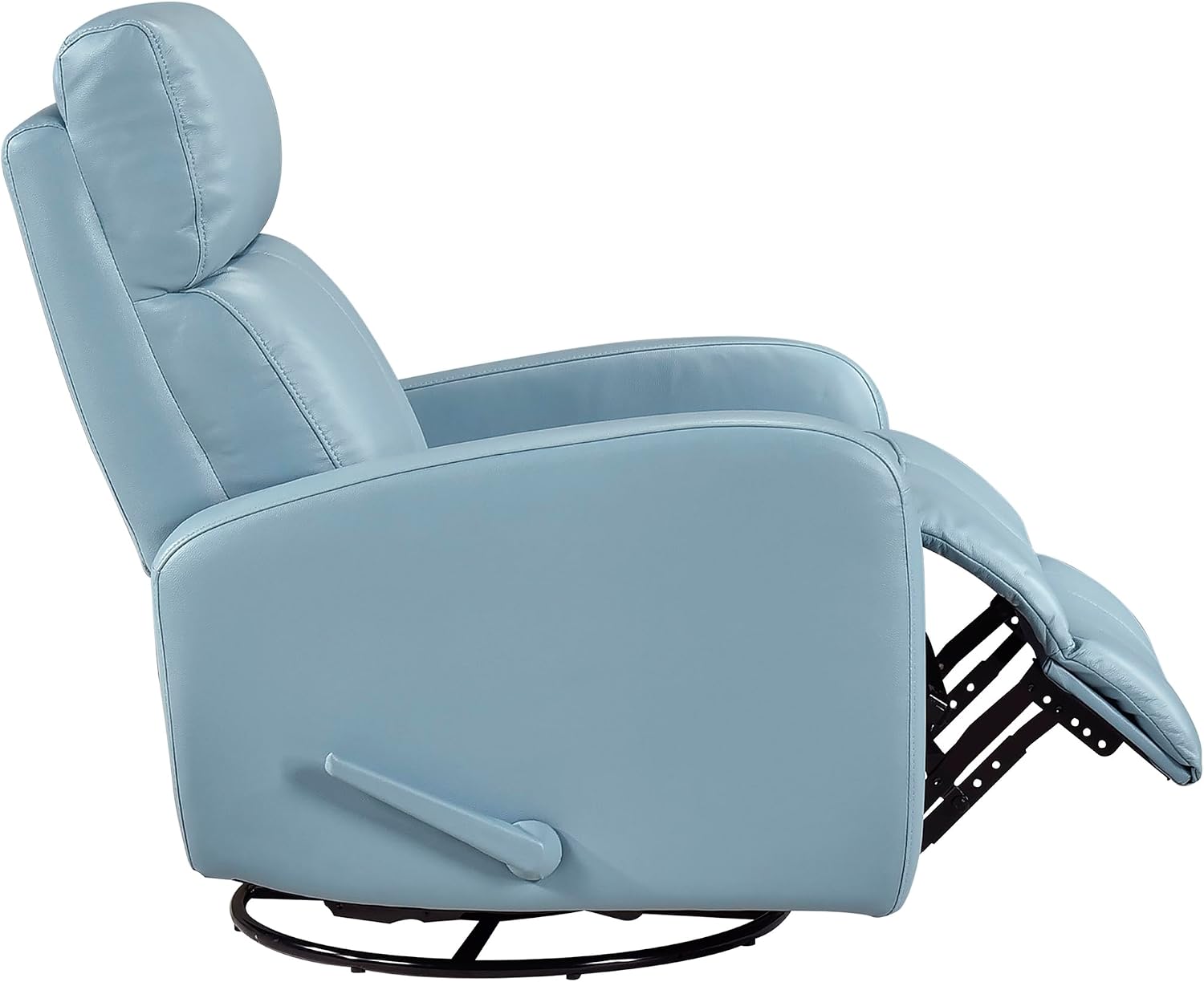Lexicon Swivel Glider Reclining Chair, Top Grain Leather Match Manual Pull Handle Recliner, Comfy Nursery Glider Recliner, Swivel Reclining Chair for Living Room/Office/Bedroom/Apartment, Blue
