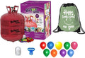 BLUE RIBBON Balloon Time Disposable Helium Tank 14.9 (2 Boxes) - 100 + Tying Tool + Curling Ribbon + Drawstring Backpack Bag