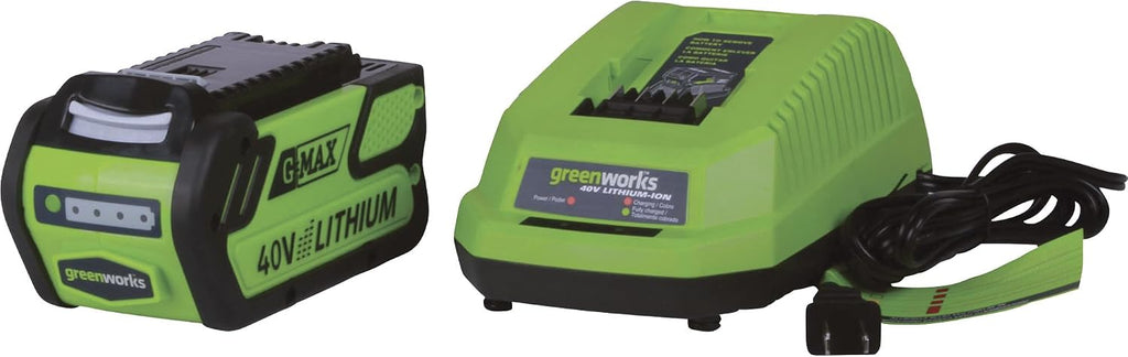 Greenworks 40V 10' Cordless Tiller / Cultivator, 4.0Ah Battery and Charger Included, Green