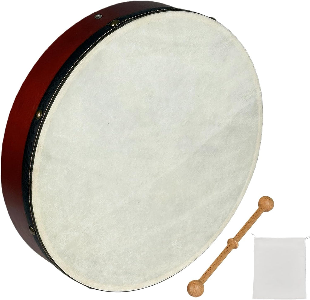 HighLight 14' Bodhran drum Handcrafted Irish Instrument with Goatskin Drumhead, Crisp & Musical Tone, Included Hardwood Mallet (14-inch)
