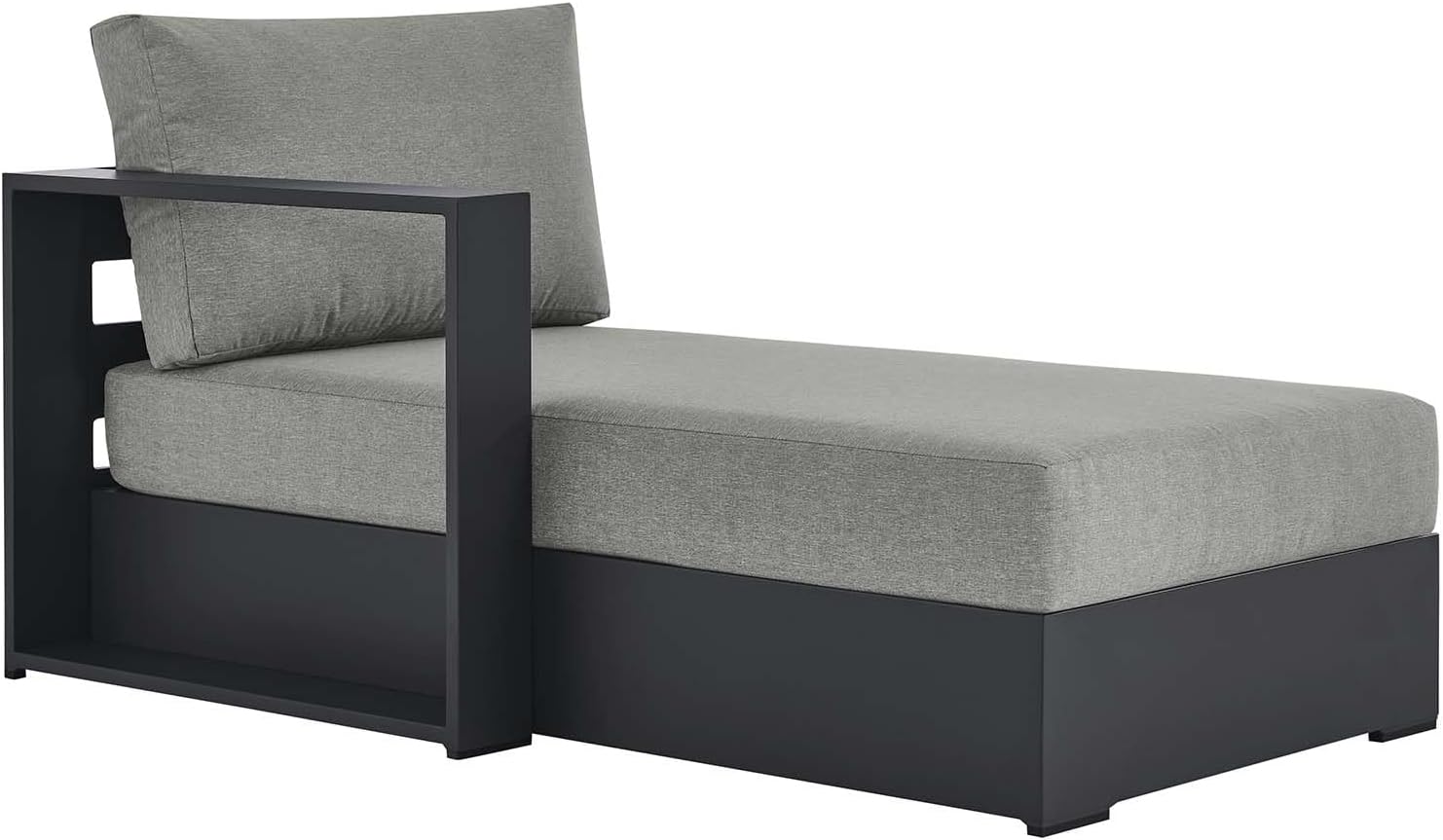 Modway Tahoe Aluminum Outdoor Chaise Lounge Gray with Weather-Resistant Cushions, Modular Left-Facing Patio Lounger for Pool Furniture or Sectional Sofa Set
