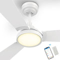 SMAAIR White Ceiling Fan with Light, 56 Inch 3 Blade Low Profile Ceiling Fan with Light and 10 Speed DC Motor, Works with APP/Alexa/Google Assistant/Siri Shortcuts