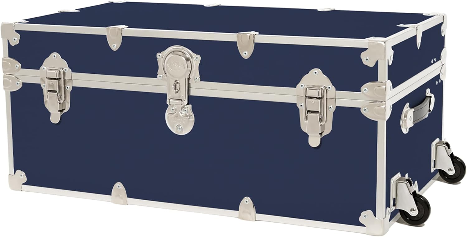 Rhino Trunk & Case Classic Camp & College Trunk with Wheels. 30'x17'x13', 1500+ lbs Capacity - Many Colors, Soft-Close Lid. Strong, USA Made Summer Camp Footlocker and Secure Dorm Storage Chest