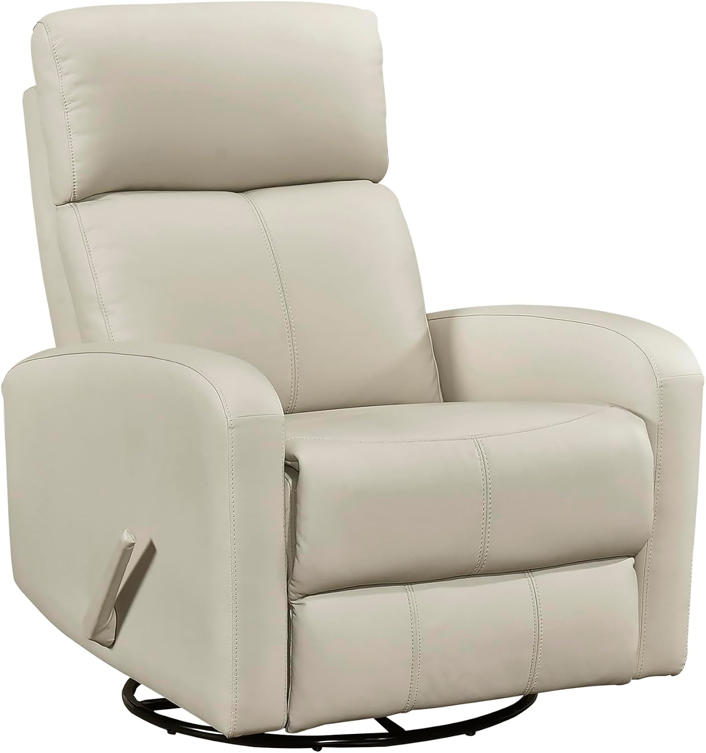 Lexicon Swivel Glider Reclining Chair, Top Grain Leather Match Manual Pull Handle Recliner, Comfy Nursery Glider Recliner, Swivel Reclining Chair for Living Room/Office/Bedroom/Apartment, Beige