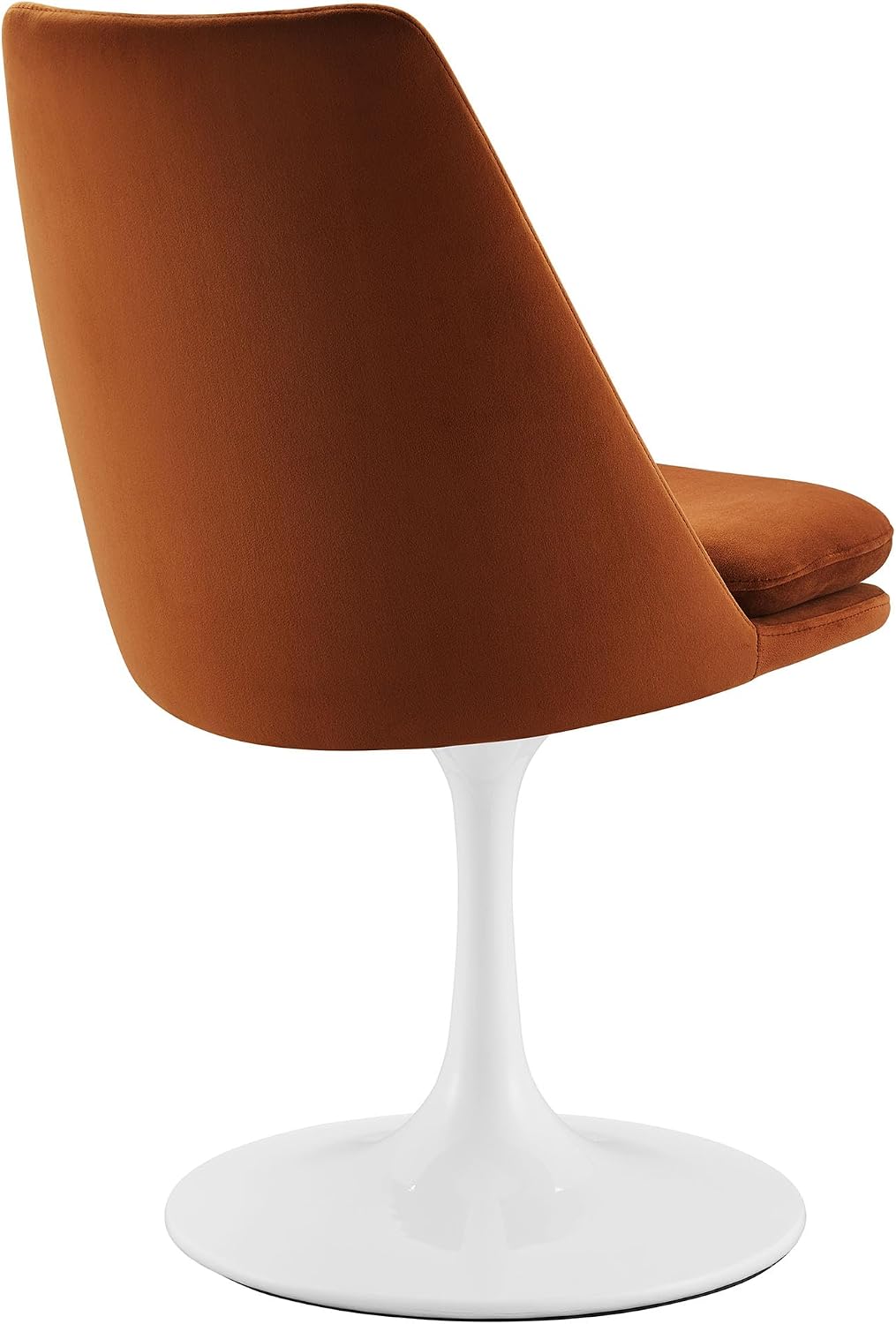 Modway Lippa Velvet Swivel Dining Side Chair in White Rust - Armless Accent Chair with Stain-Resistant Performance Velvet Upholstery - 360° Rotating Office Chair