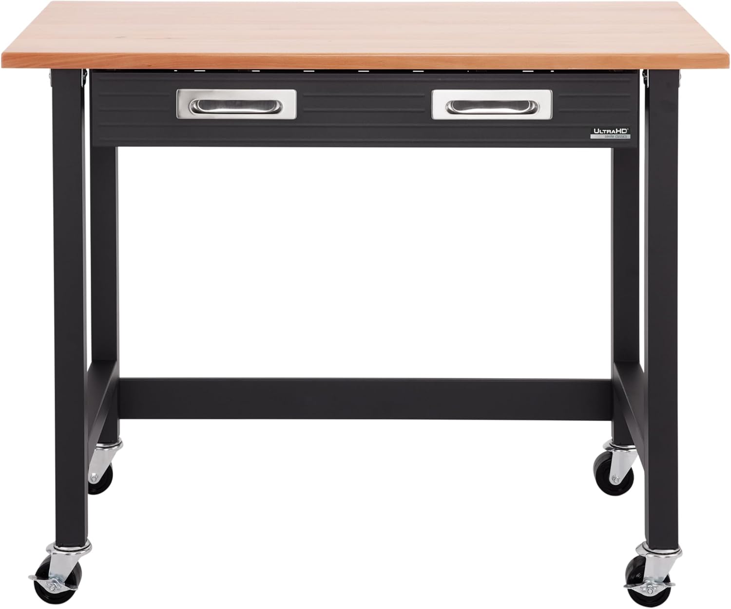 Seville Classics UltraGraphite Wood Top Workbench on Wheels with Sliding Organizer Drawer Table, 48', Graphite