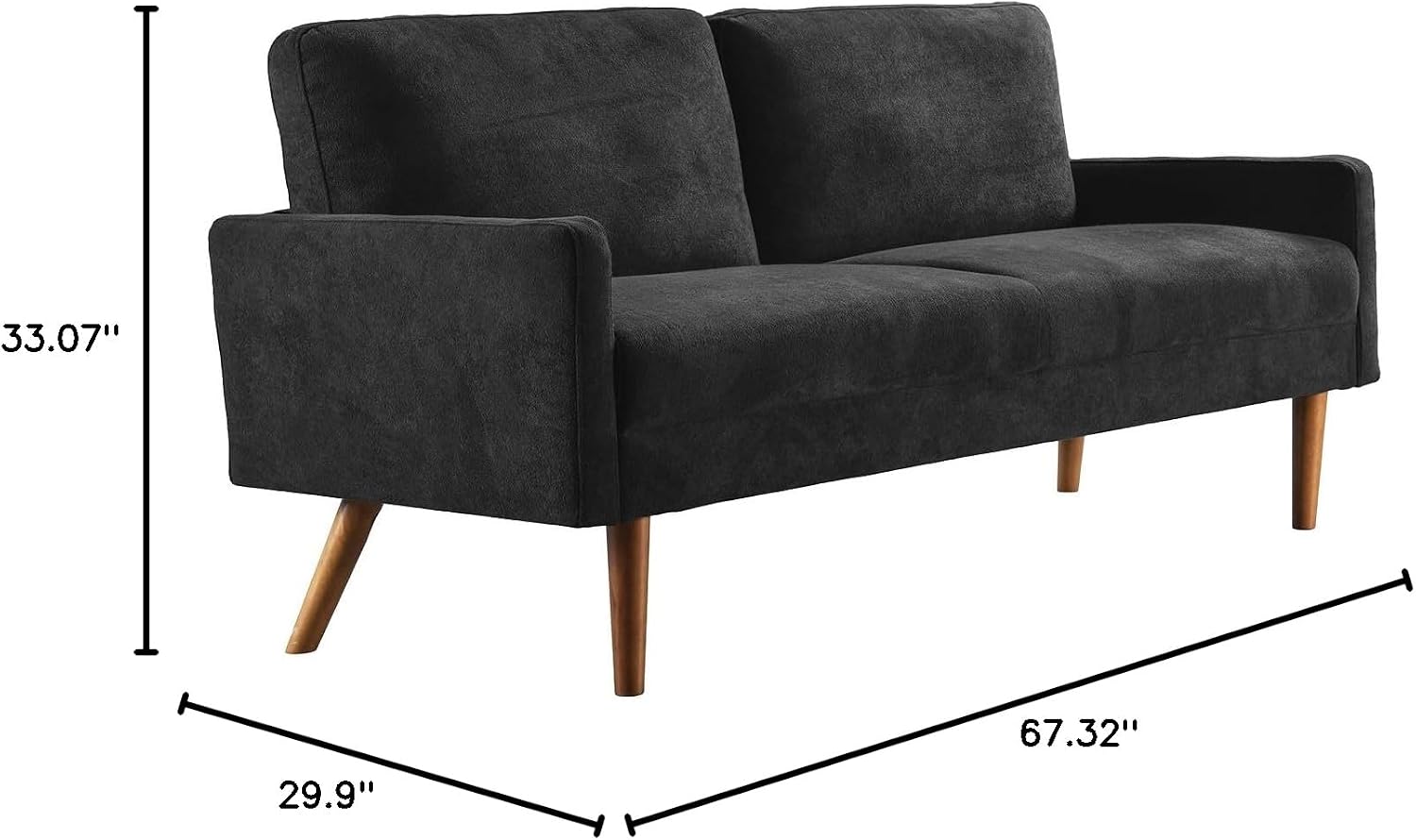 Kent Velvet Sofa, European Style with Sleek Design, Modern & Vintage Flair, Upholstered 3 Seater Couch, Chic Living Room Furniture Seating for Home, Apartment or Office, Black