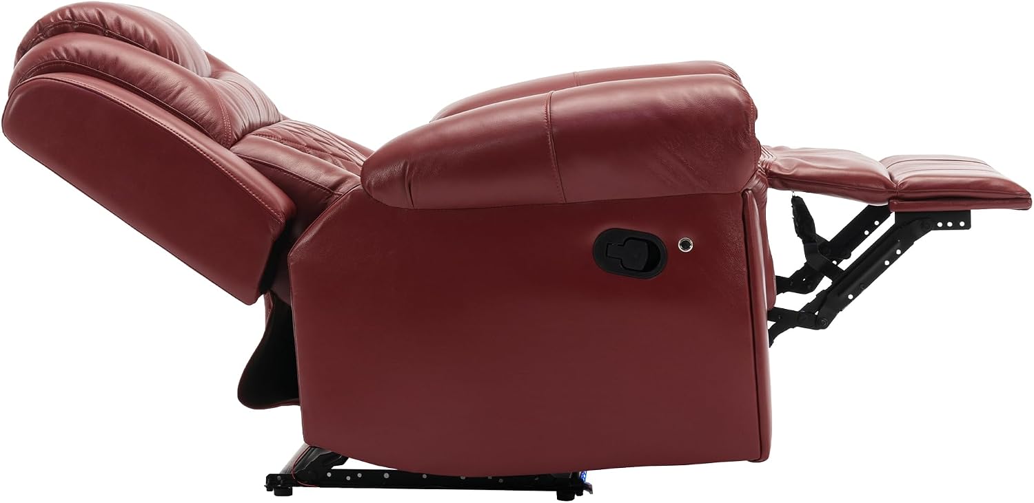 Merax Recliner Chairs Home Theater Seating with LED Light Strip for Living Room Bedroom, Faux Leather