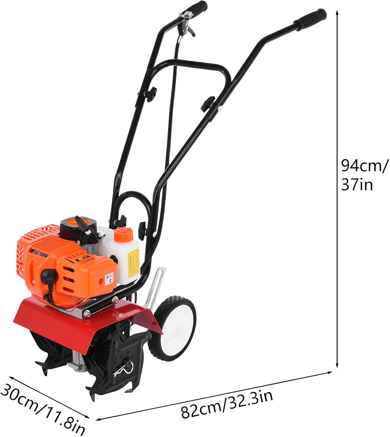 Garden Tiller,Gas Powered Rototiller 52cc 2 Stroke Tiller Cultivator Petrol Mini Mantis Tiller 7.8-Inch Width 6-Inch Depth Lawn Tools with 1.2L Fuel Tank for Soil Digging Weed Removal 9000RPM Orange