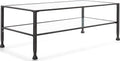 ClickDecor Maddox 2-Tier Tempered Glass Coffee Table with Metal Frame, Console, Living Room Accent Furniture, Rectangular Top with Storage Shelf, Easy Assembly, 48 Inch, Black