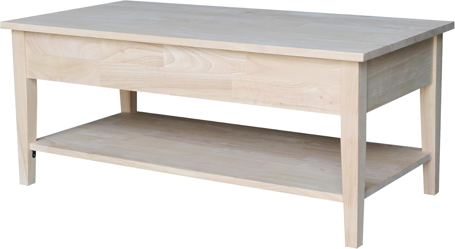 IC International Concepts, Spencer Coffee Table, Solid Wood, Real Parawood, 48' W x 24' D x 19' H, Easy Assembly, DIY, Paint or Stain Your Way, Unfinished