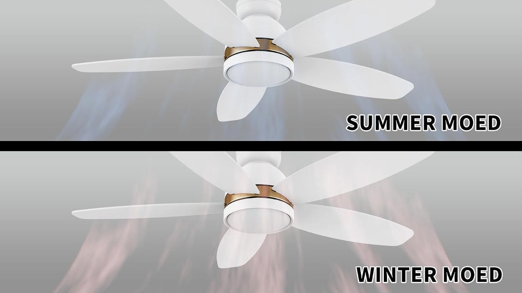Carro 48' Ceiling Fan with Light Flush Mount, DC 10 Speeds Silent with Remote, 3 Light Colors Dimmable LED Ceiling Fan Low Profile for Living Room, White Gold