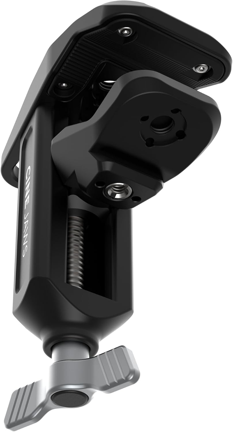 KONDOR BLUE x Brady Bessette | Bessette CineJaws Pro Camera Clamp | 0-2 Inch Clamping Range, NATO & ARRI Anti-Twist Mounts, Versatile Rigging Clamp, Safety Cable Loop | Black
