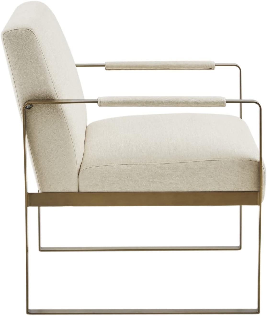 Martha Stewart Upholsterd Accent Chair Living Room Furniture - Modern Design, Comfortable Foam Seat Cushion Bedroom Lounge, Sophisticated Finished, Sturdy Frame, Cream/Gold, 28.5' W x 29' D x 32.5' H