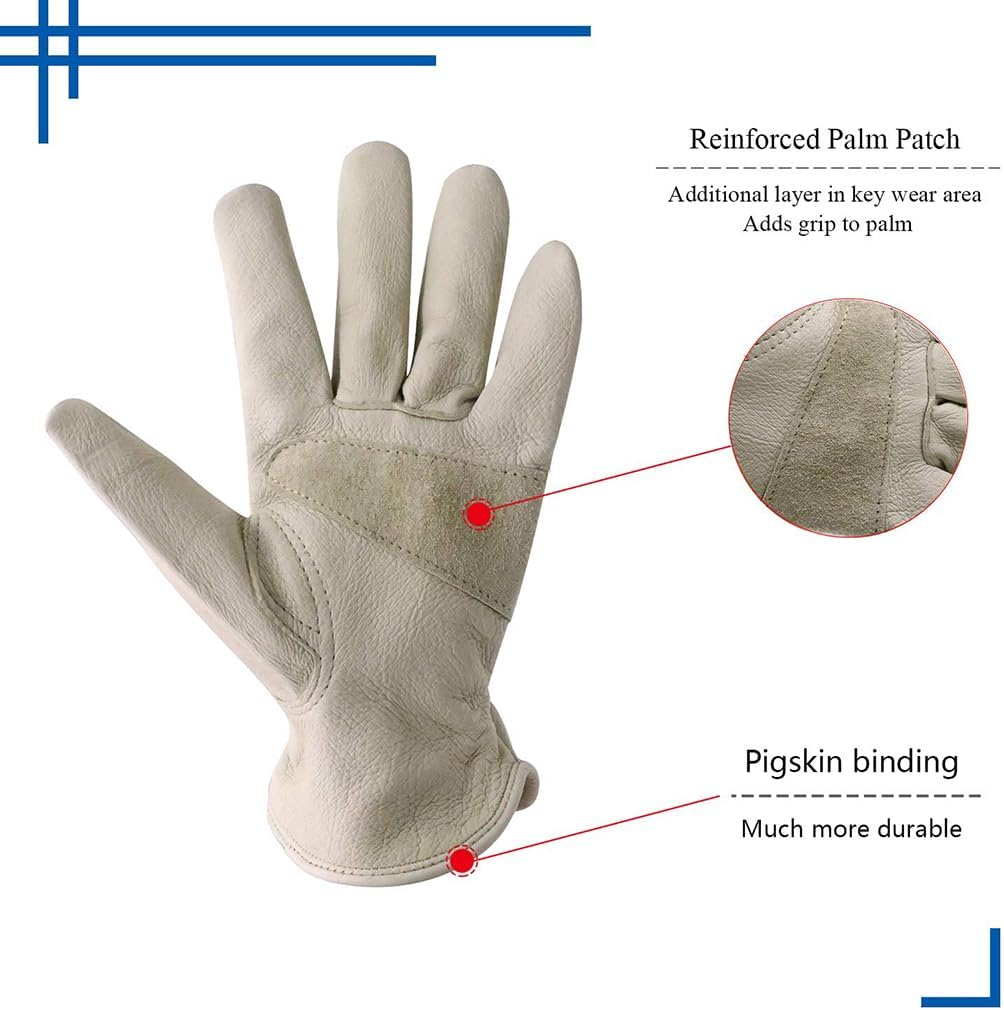 HANDLANDY HLDD 2 Pairs Leather Work Gloves for Men & Women, Reinforced Durable Palm for Welding, Farm, Gardening, Driving