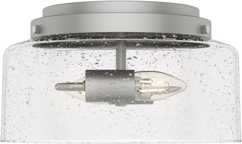 Hunter - Hartland 2-light Matte Silver, Medium Size Flush Mount Light, Dimmable, Casual Style, Round Shaped, for Bedrooms, Kitchens, Foyers, Bathrooms - 19014