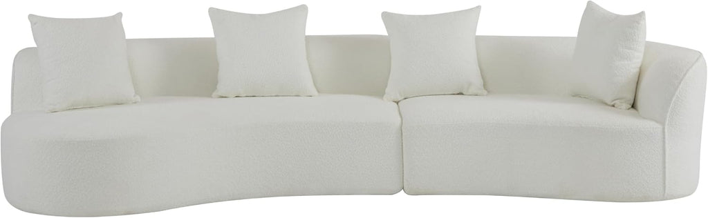 Christopher Knight Home Braebt 126' Modular Sofa with 4 Throw Pillows, Curved 5-Seater Large Sofa Couches, Comfy Upholstered Sectional Cloud Couch for Living Room, Study, No Assembly Required, Beige