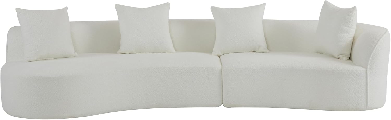 Christopher Knight Home Braebt 126' Modular Sofa with 4 Throw Pillows, Curved 5-Seater Large Sofa Couches, Comfy Upholstered Sectional Cloud Couch for Living Room, Study, No Assembly Required, Beige