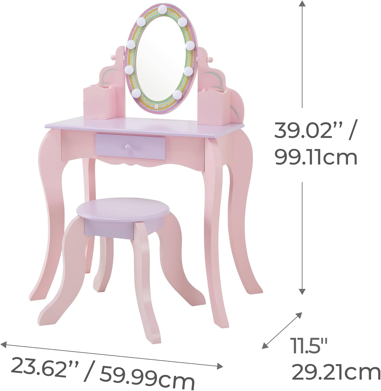 Teamson Kids - Little Princess Rapunzel Vanity with LED Illuminated Mirror