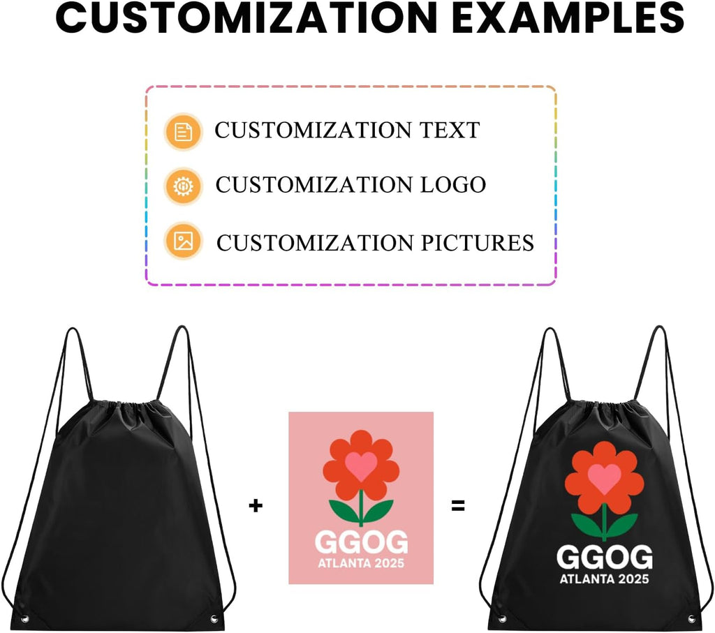 Custom Drawstring Backpacks With Your Logo, 100 Pack Personalized Text Drawstring Bags String Bag Bulk, Great for Travelling, Gym and for Everyday Use (Royal Blue)