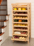 Gardeners Supply Company Garden Harvest Rack, Large 9 Drawer Adjustable Wooden Vegetable and Fruit Storage | Herb Drying Rack