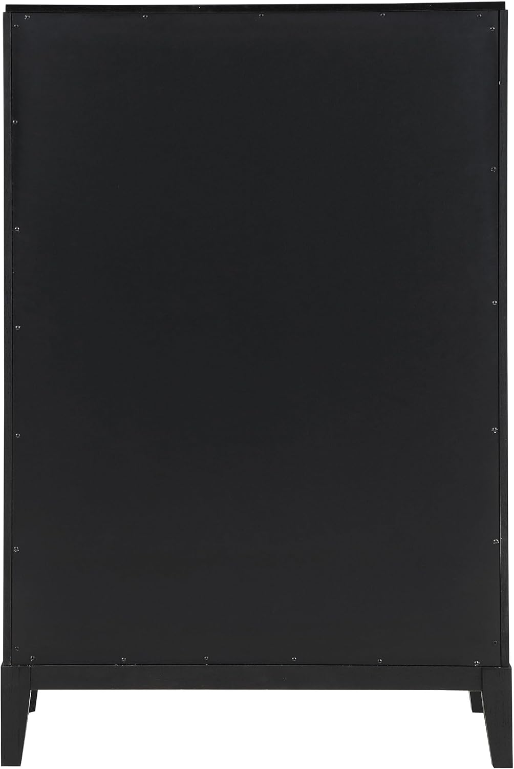 Coaster Home Furnishings - Brookmead - Wood - 5-Drawer Chest with Fluted Drawer Fronts, Half-Moon Handles, Felt Lining Top and Tapered Legs - Transitional - Bedroom - Black - 224715
