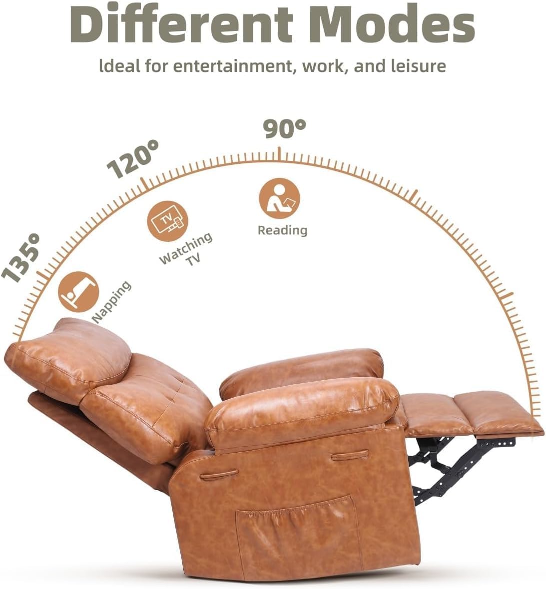 Oversized 360° Swivel Rocking Recliner Chair with Massage & Heat - Remote Control Lazy Chair for Adults, Ergonomic Recliner for Living Room, Bedroom, Nursery, Vintage