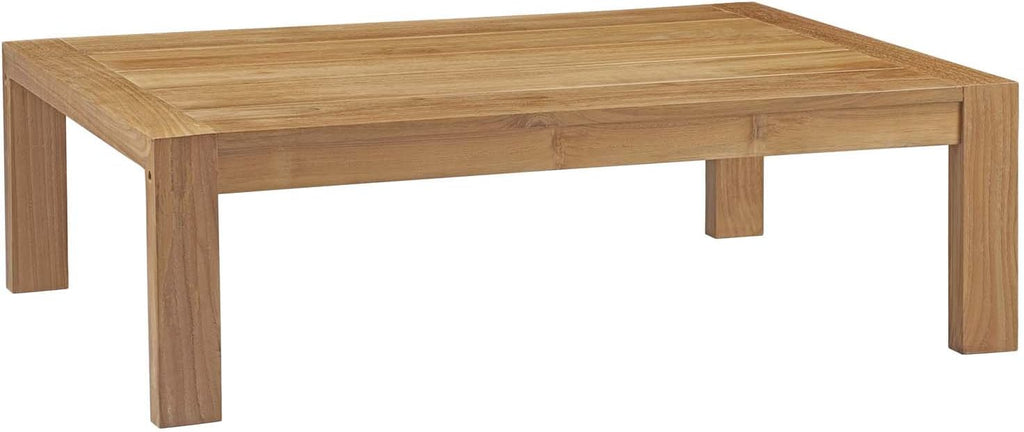 Modway Upland Teak Wood Outdoor Patio Coffee Table in Natural
