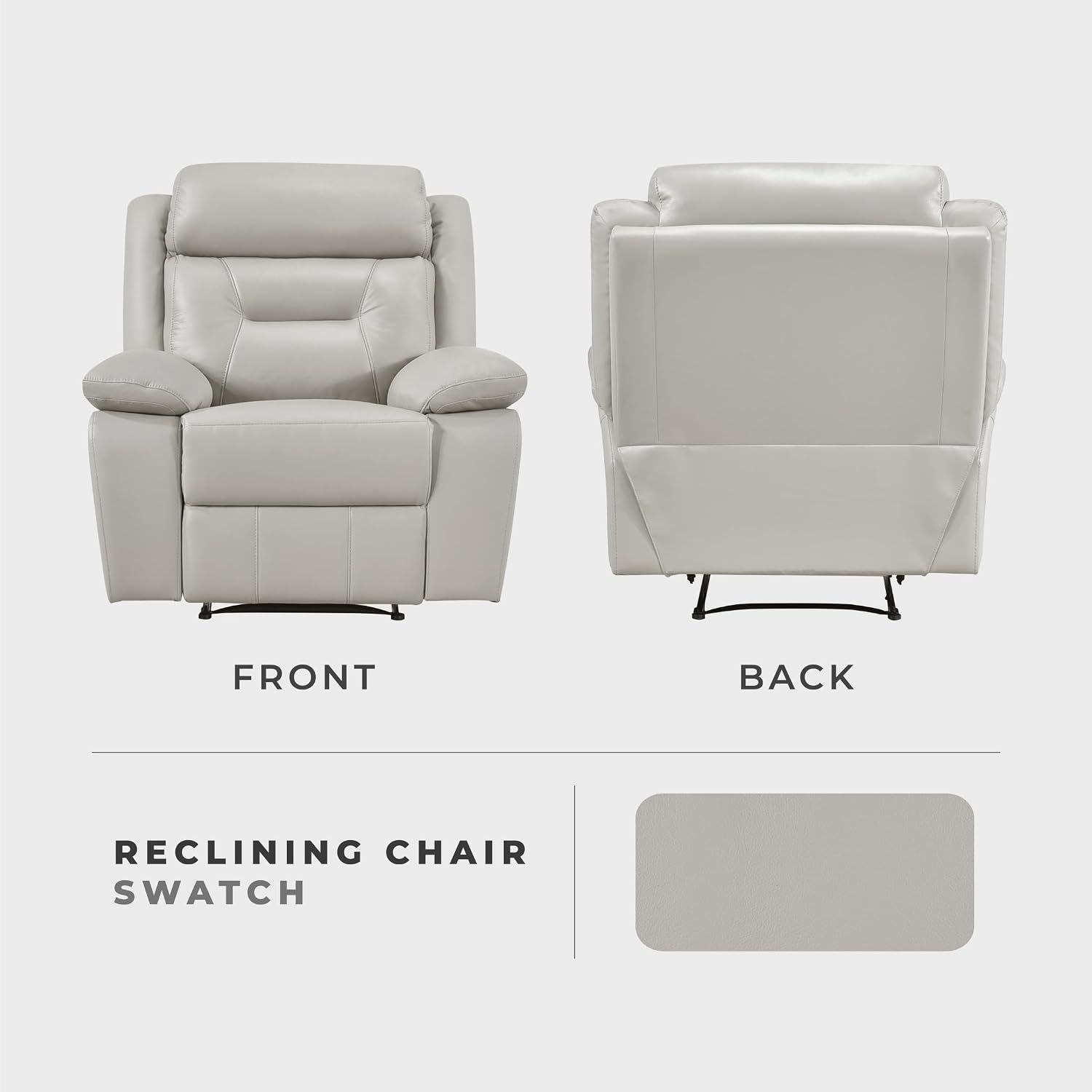 Lexicon Recliner Chair Leather Match Recliner with Pillow Top Armrests, Home Theater Seating, Wall Hugger Recliners Manual Recliner Chair for Living Room/Office/Apartment, Light Grey